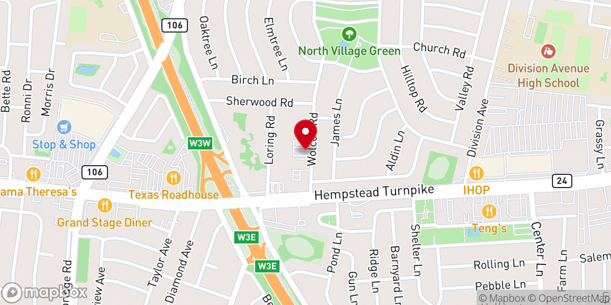 Map showing location of Levittown Baptist Church
