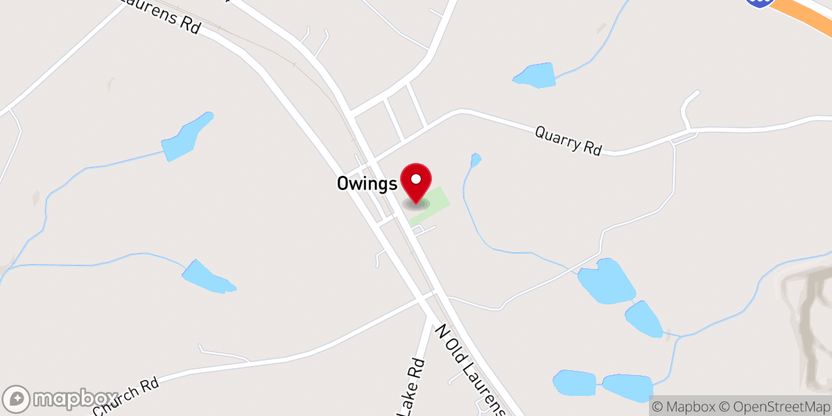 Map showing location of Owings Presbyterian Church