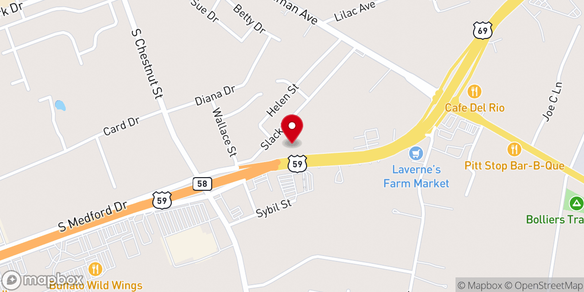 Map showing location of First United Pentecostal Church