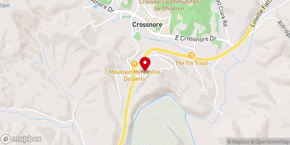 Map showing location of Crossnore Presbyterian Church
