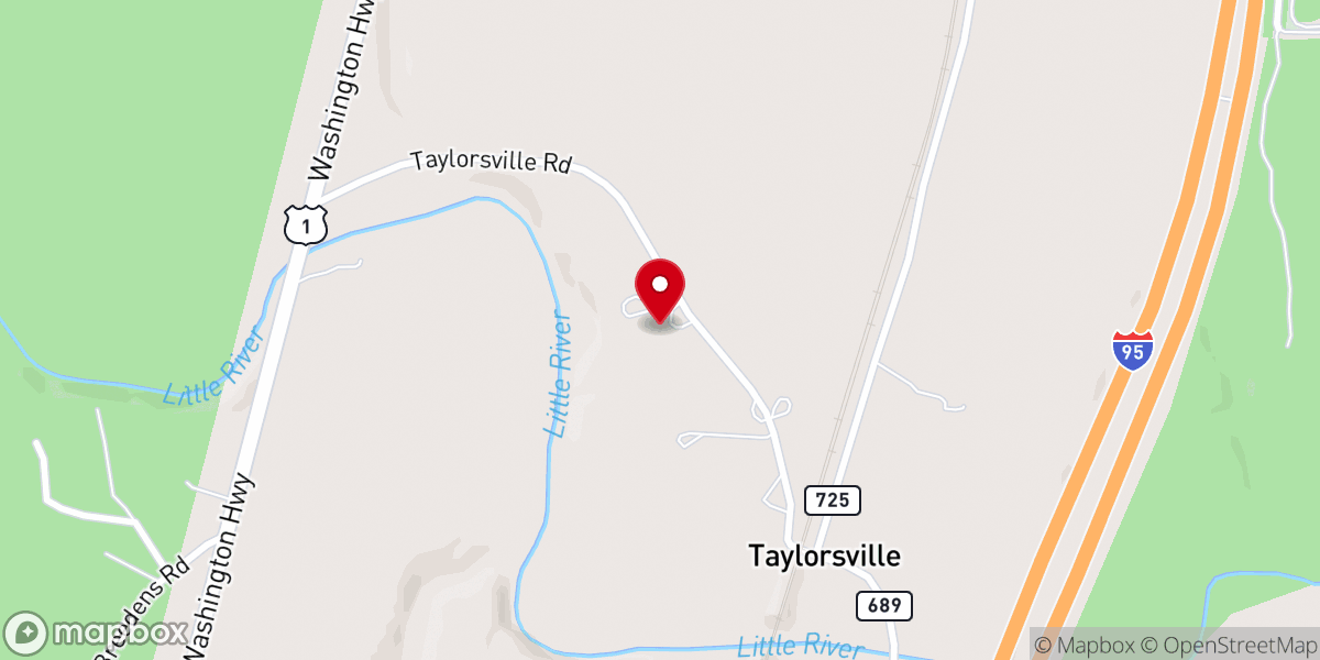 Map showing location of Taylorsville Baptist Church