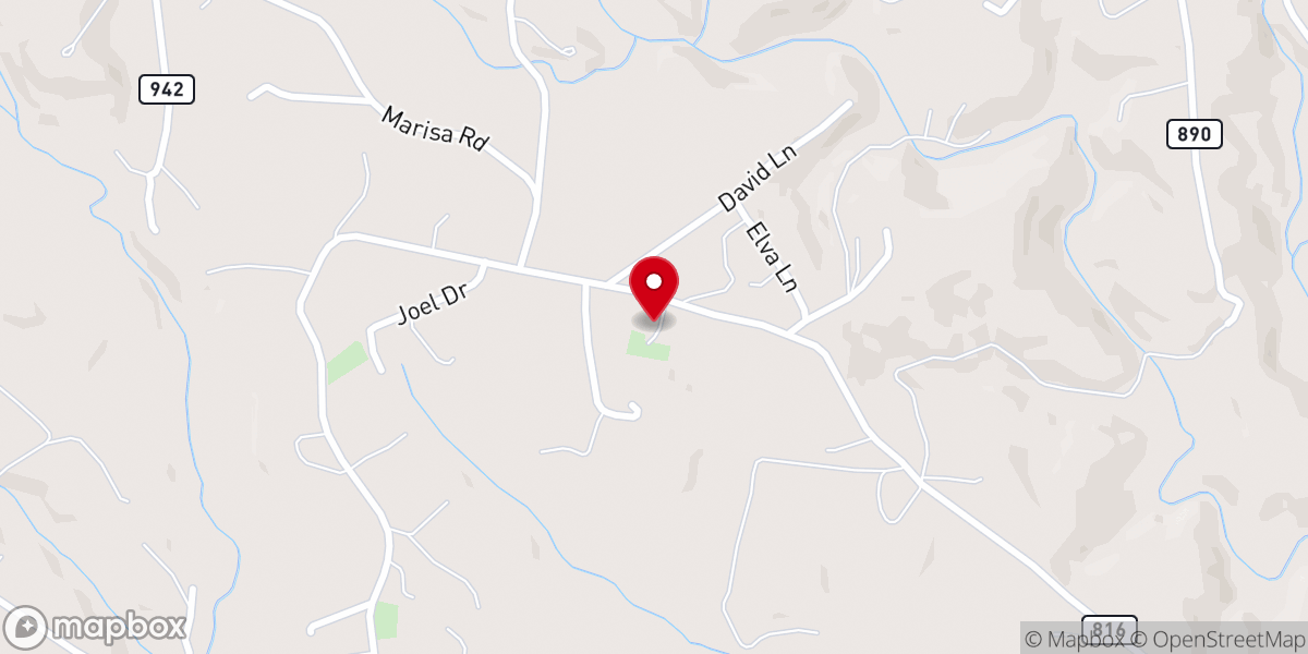 Map showing location of Sandy Ridge Primitive Baptist Church
