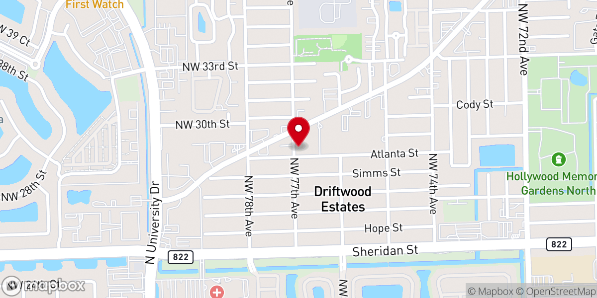 Map showing location of Potters House Church