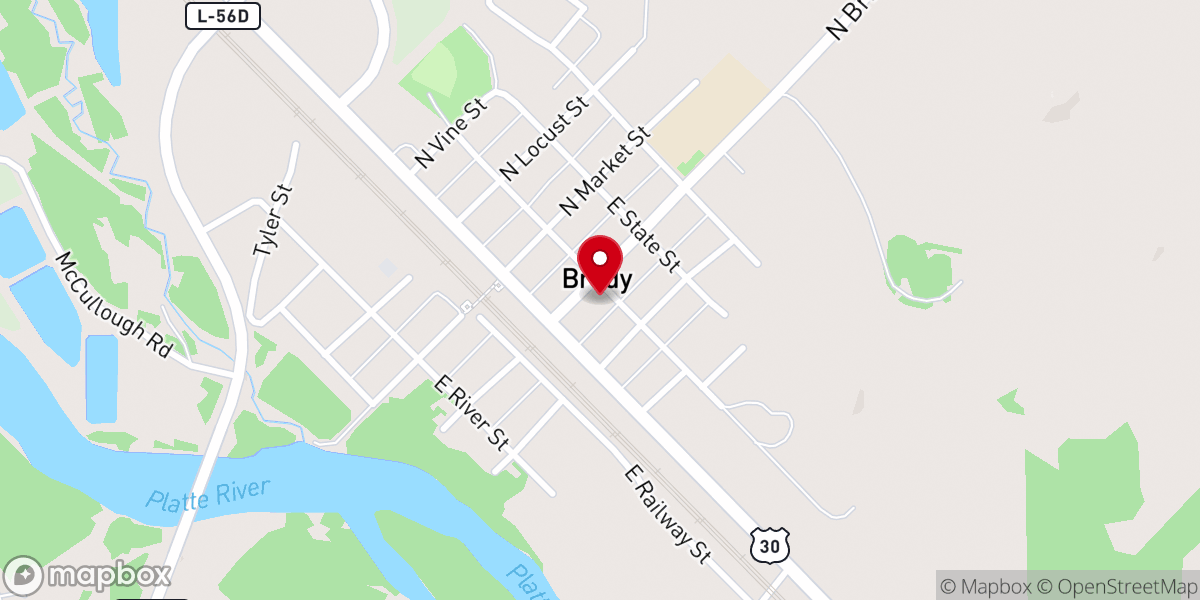 Map showing location of Brady Community Center