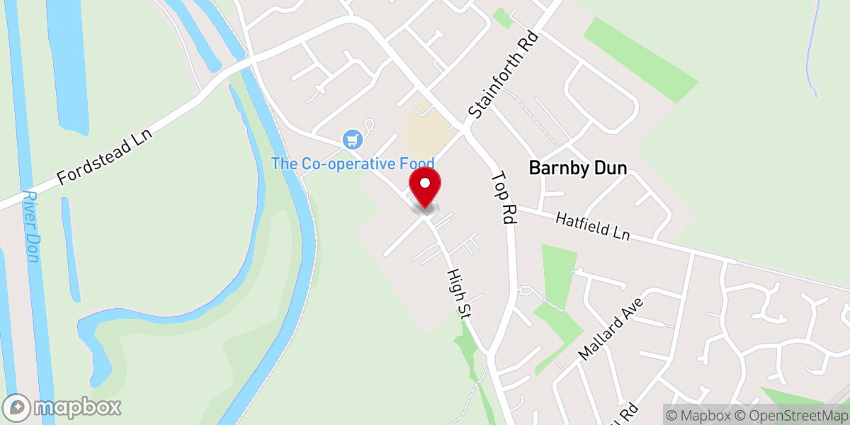 Map showing location of Barnby Dun Methodist Church