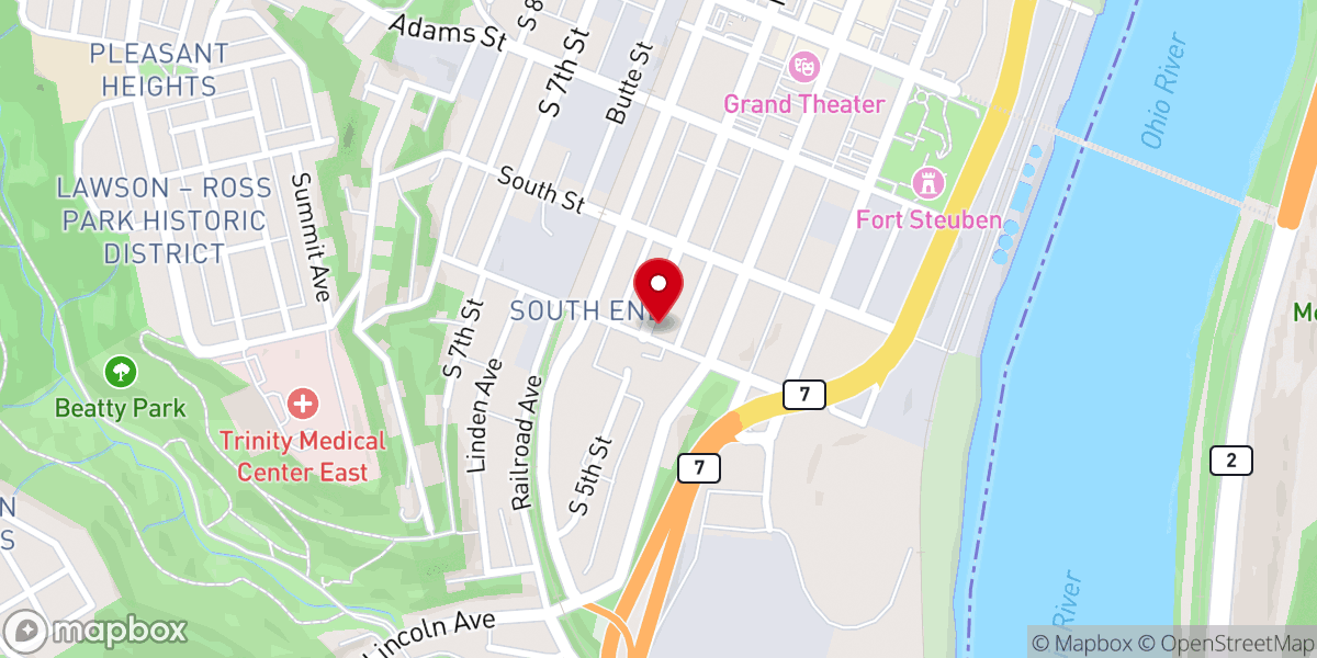 Map showing location of Catholic Charities of Southeastern Ohio at The Sacred Heart Center of Hope