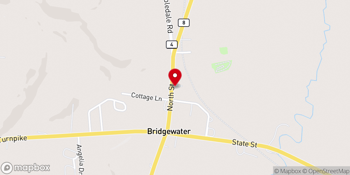 Map showing location of Bridgewater First Congregational Church