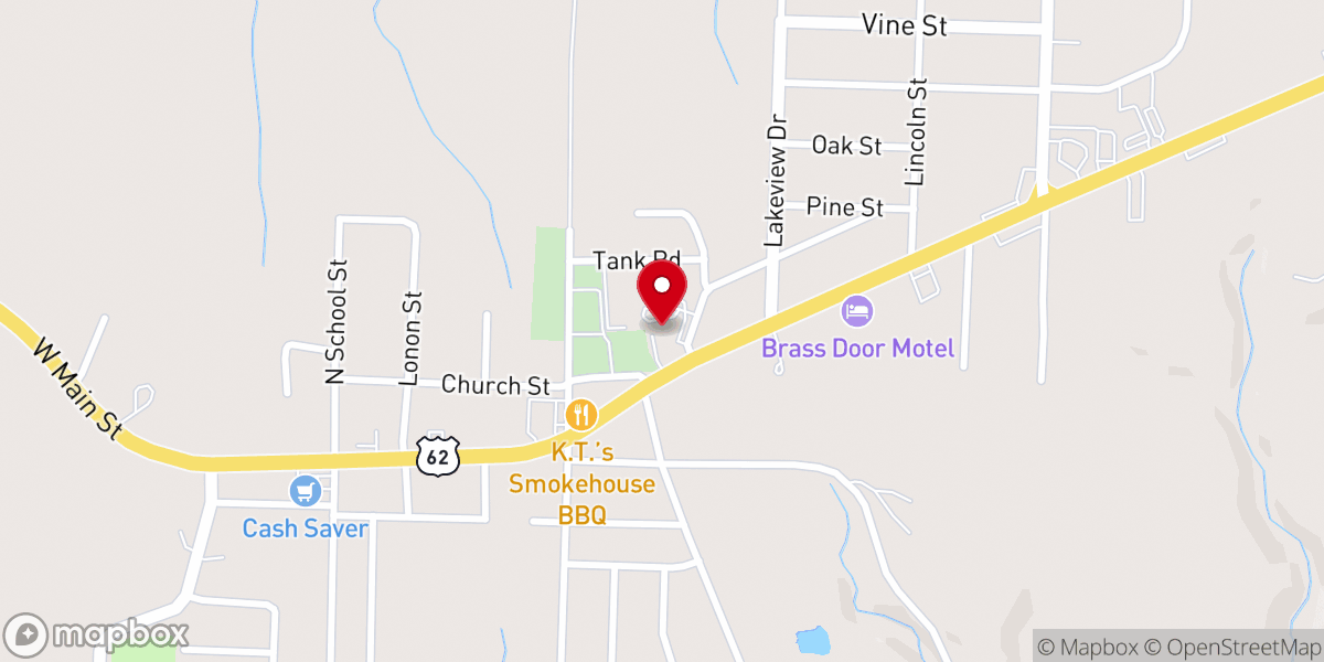 Map showing location of Gassville Baptist Church