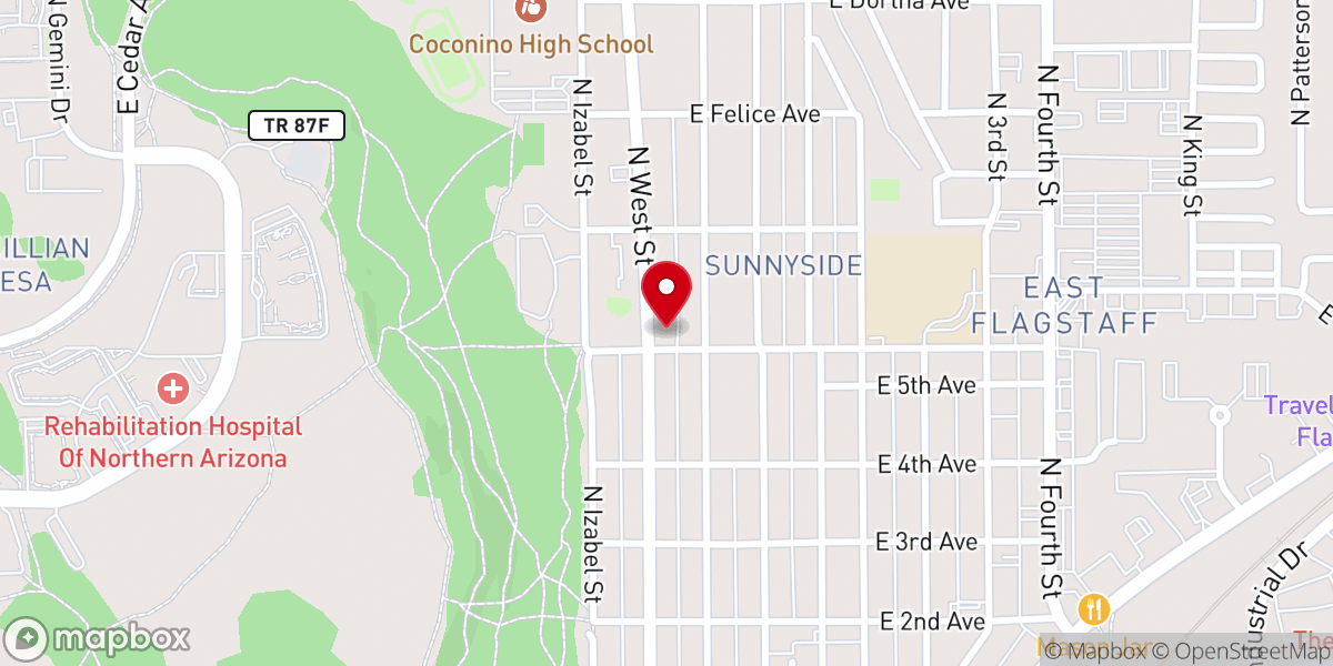Map showing location of Sunnyside Baptist Church