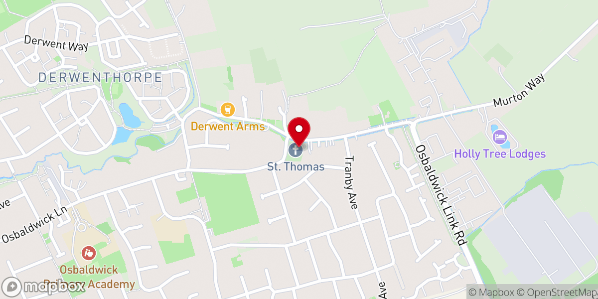 Map showing location of St Thomas Church Osbaldwick