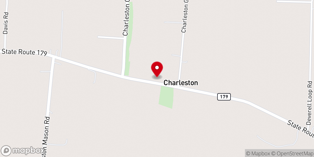 Map showing location of Charleston Baptist Church
