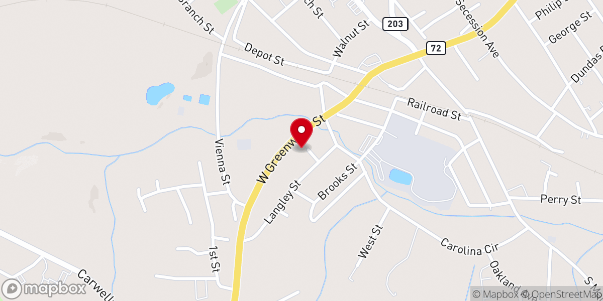 Map showing location of South Side Baptist Church
