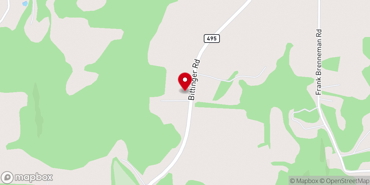 Map showing location of Bittinger Mennonite Church