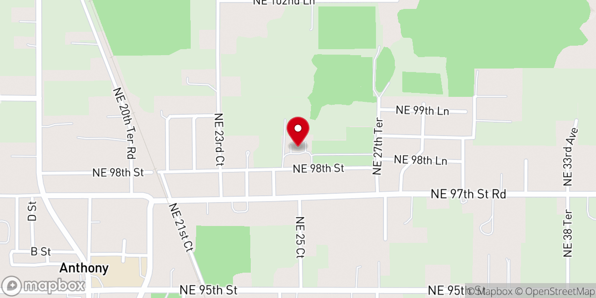 Map showing location of Anthony Baptist Church