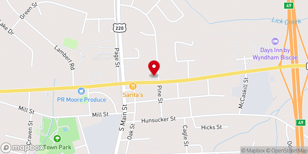 Map showing location of First Baptist Church