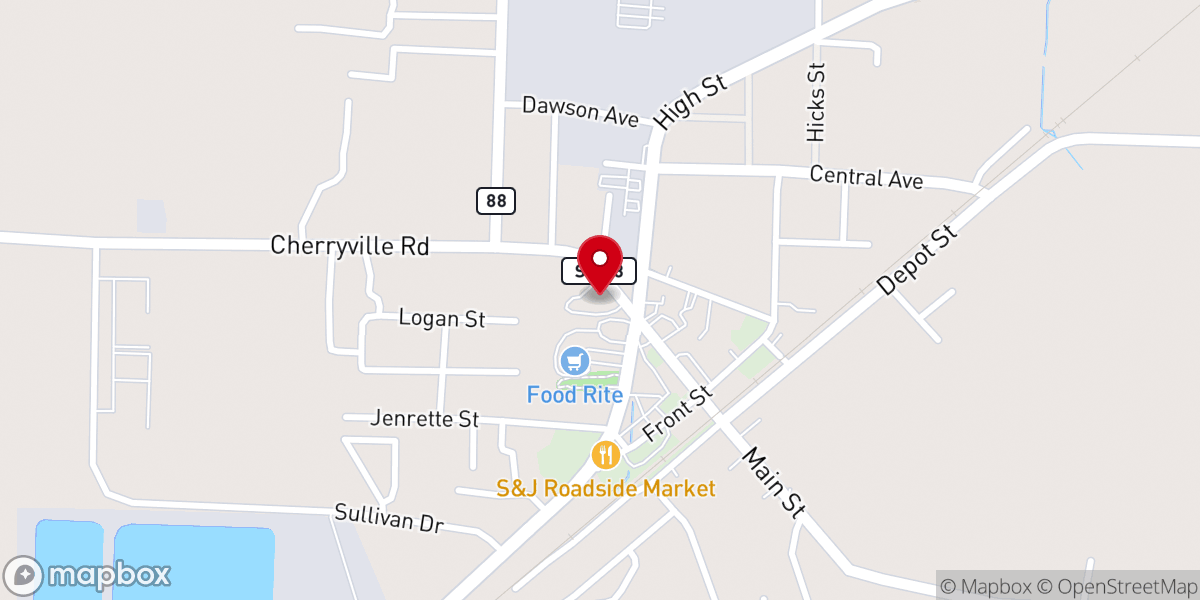 Map showing location of Bells First Baptist Church