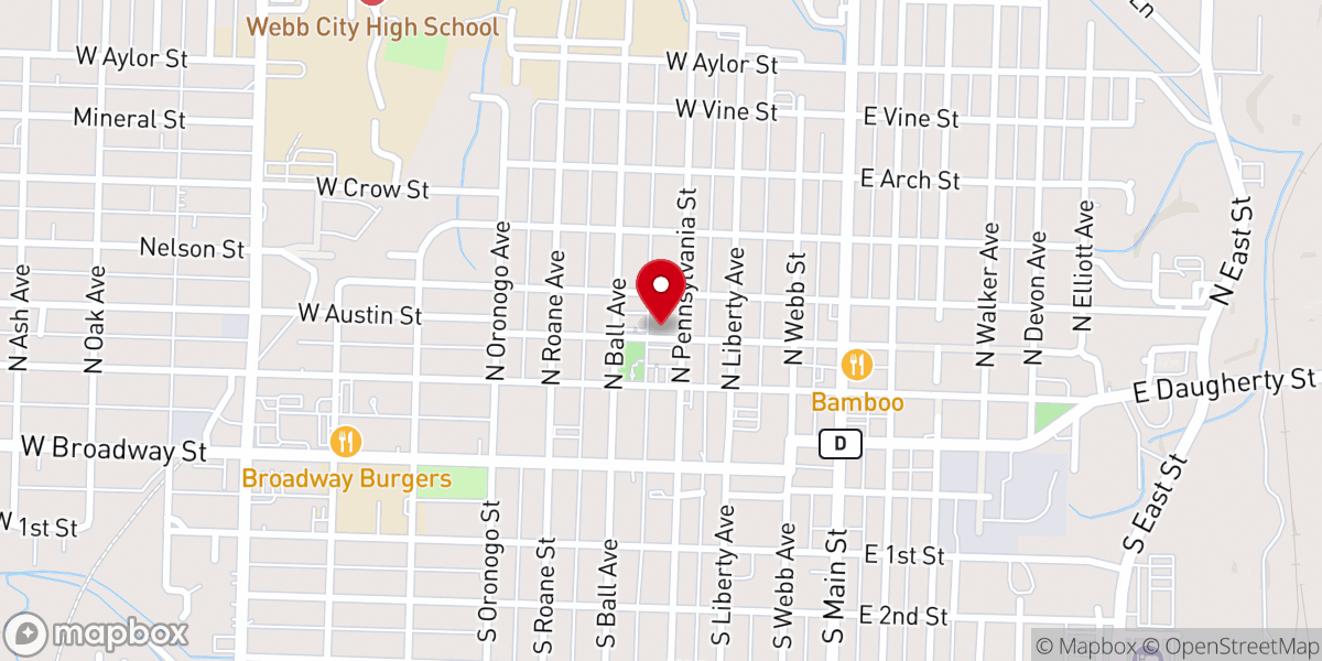 Map showing location of Emmanuel Baptist Church