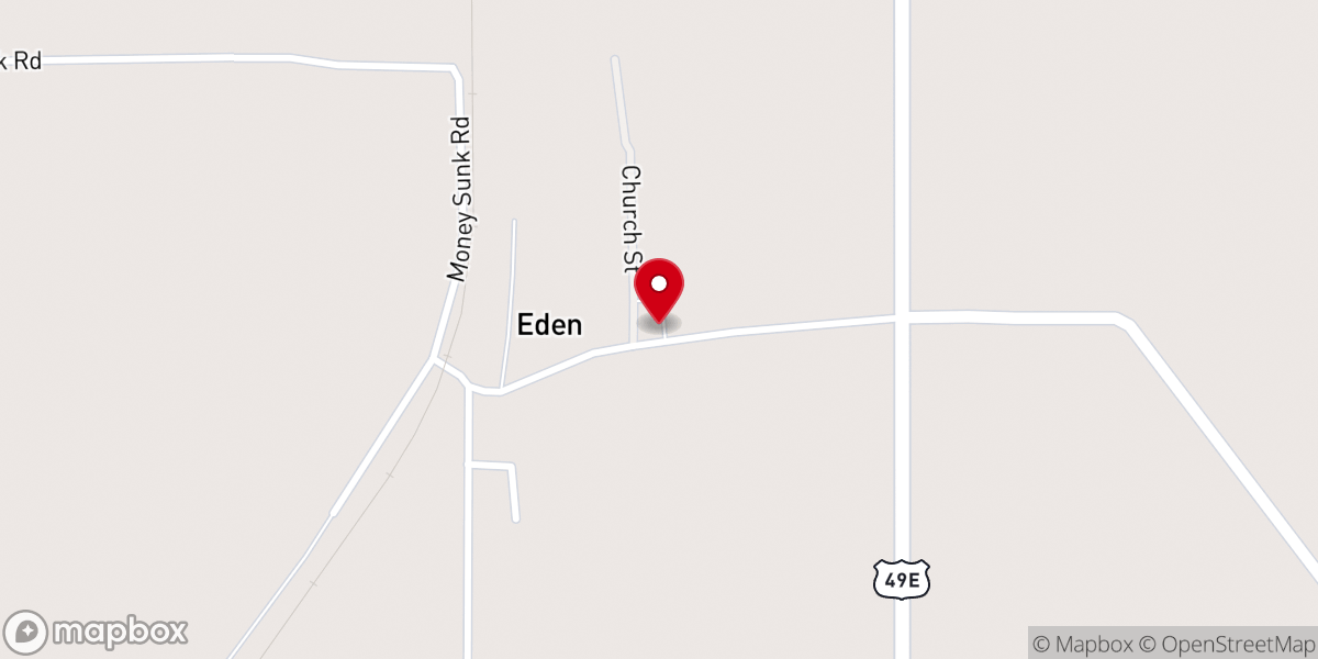 Map showing location of Eden Baptist Church