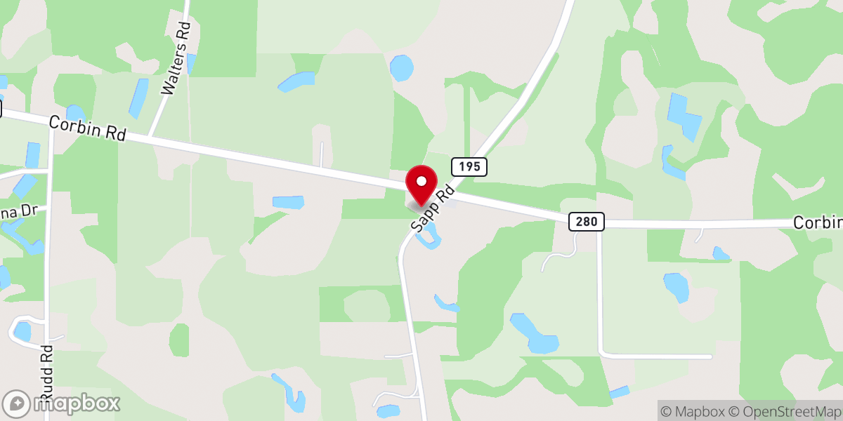 Map showing location of Sapp Church