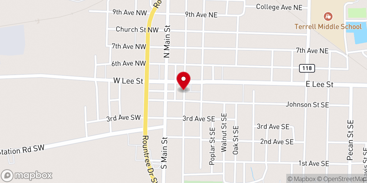 Map showing location of Dawson Presbyterian Church