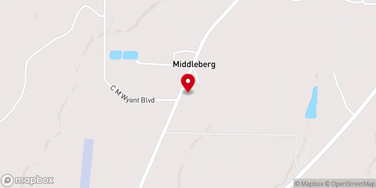 Map showing location of Middleberg Baptist Church