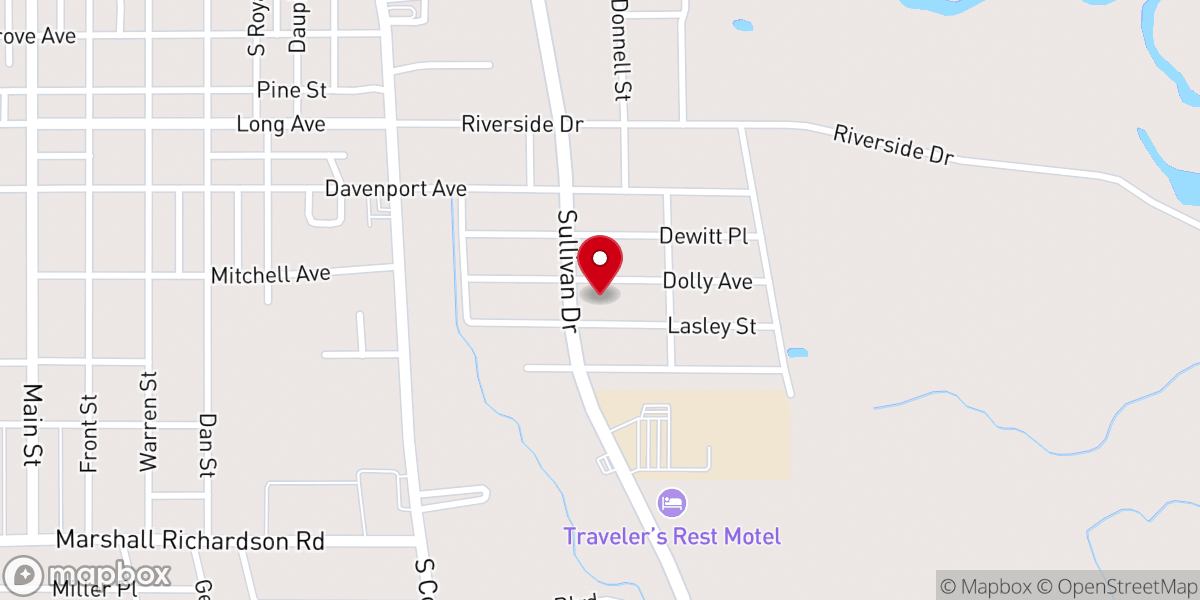 Map showing location of Antioch Church of Christ