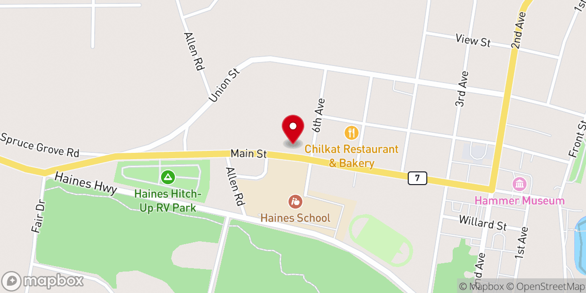 Map showing location of Haines Baptist Church