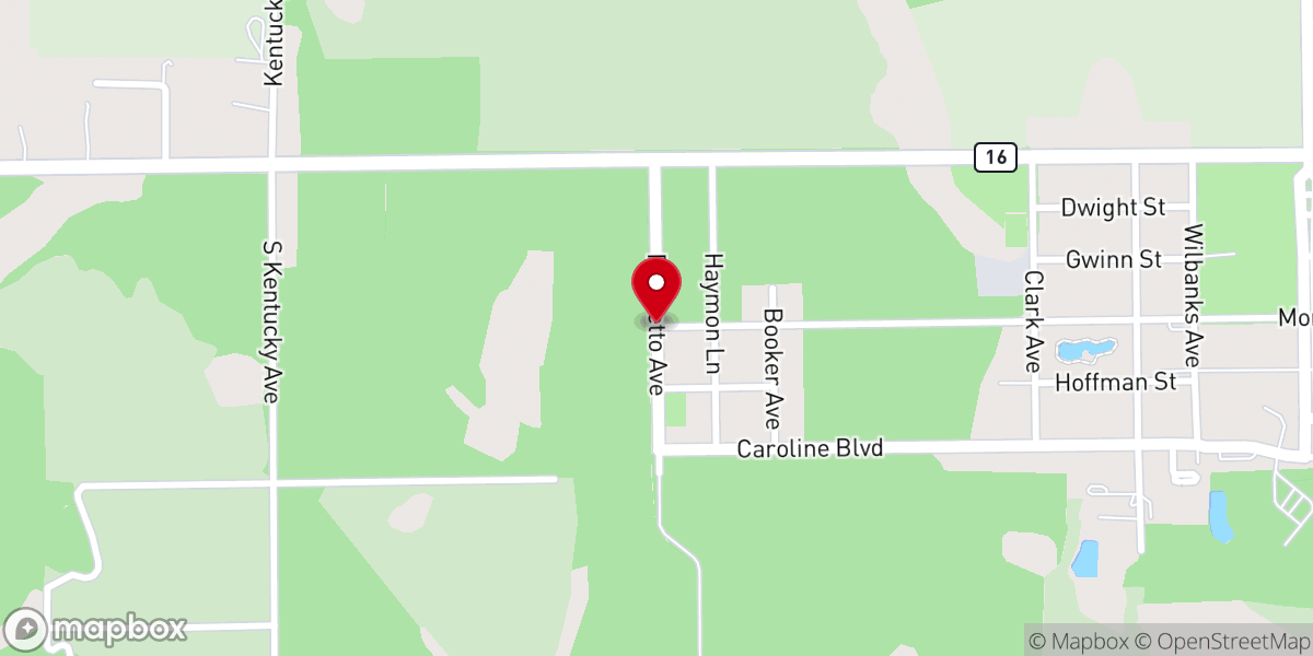 Map showing location of New Hope Baptist Church