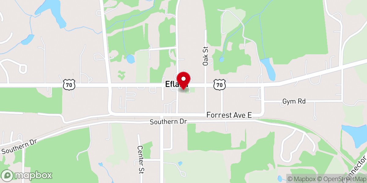 Map showing location of Efland United Methodist Church
