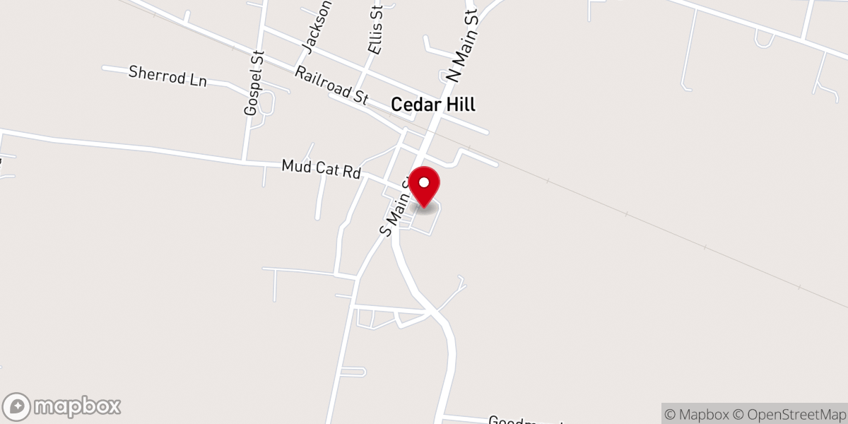 Map showing location of Cedar Hill Baptist Church