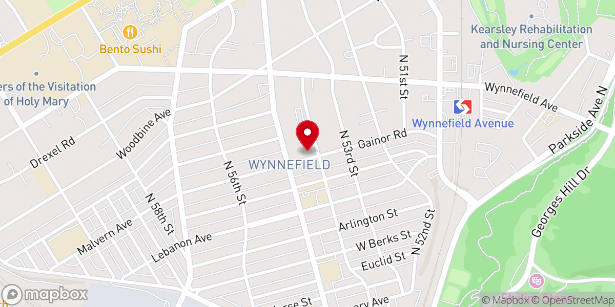 Map showing location of Wynnefield Baptist Church