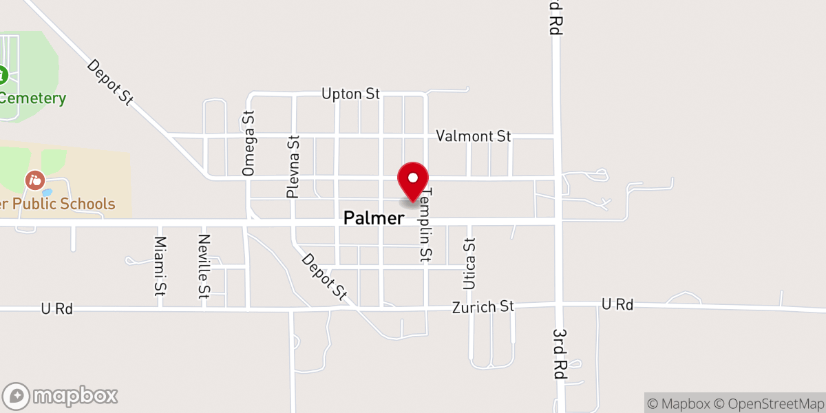 Map showing location of Palmer United Methodist Church