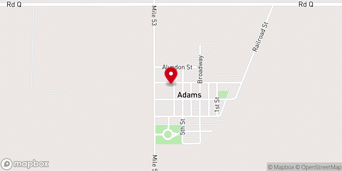 Map showing location of Adams Spanish Catholic Church