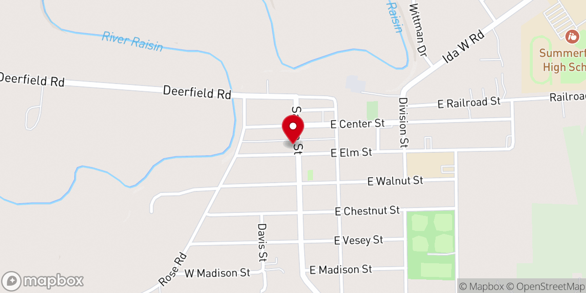 Map showing location of Petersburg United Methodist Church