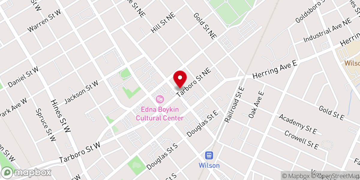 Map showing location of First United Methodist Church - Wilson, NC