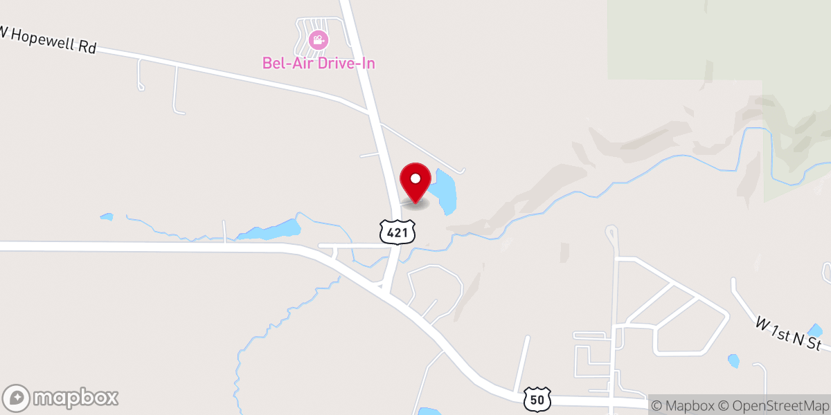 Map showing location of Hilltop Baptist Church