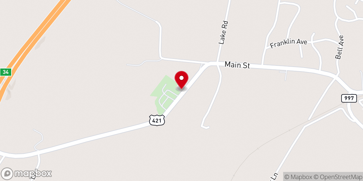 Map showing location of Campbellsburg Second Baptist Church
