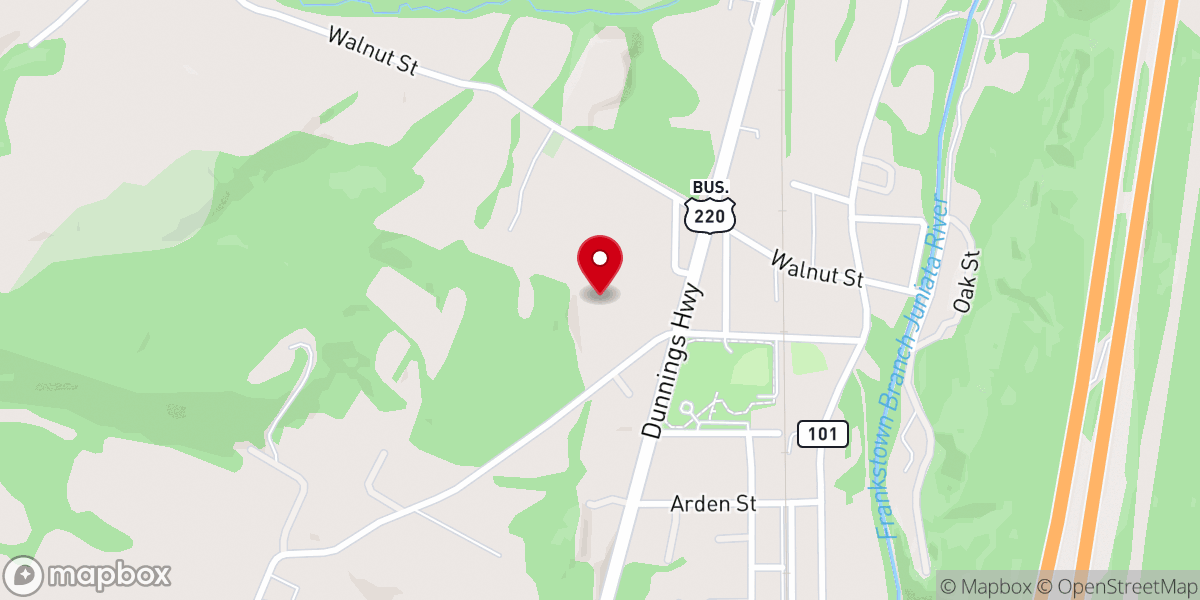 Map showing location of Claysburg Church of God