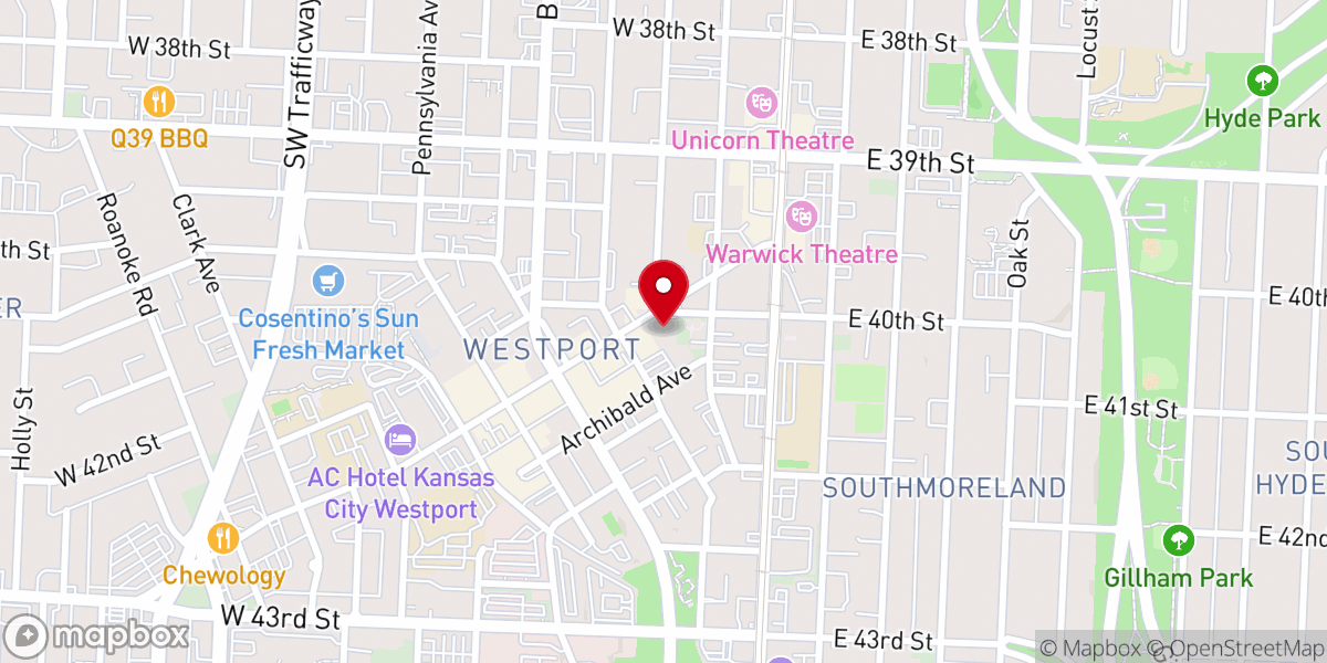 Map showing location of Westport Presbyterian Church