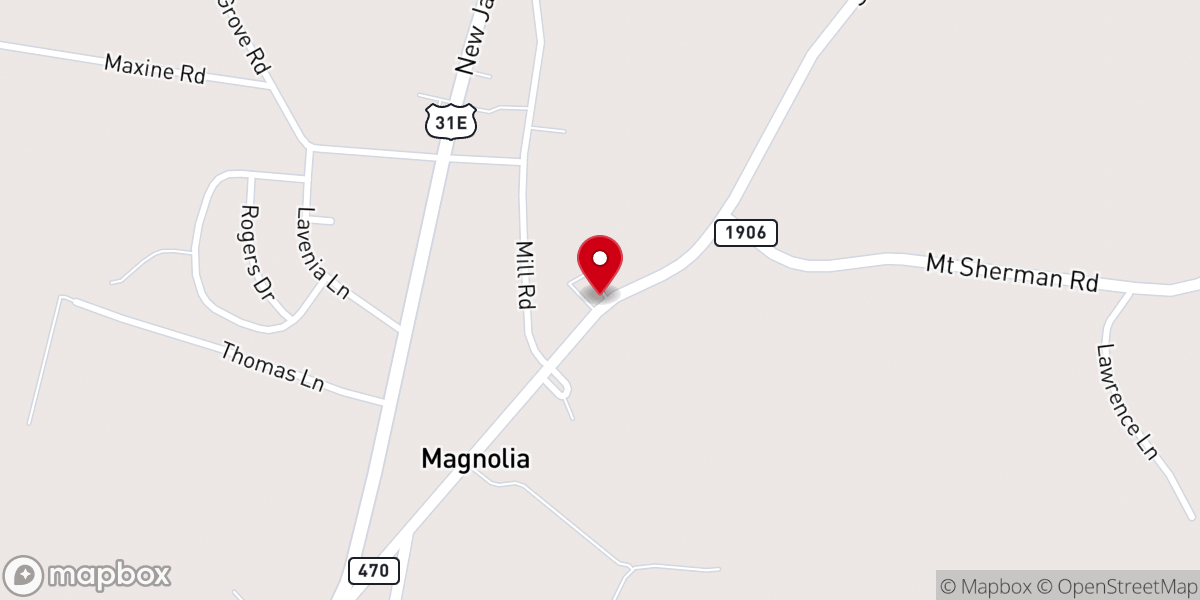 Map showing location of Magnolia Bapist Church