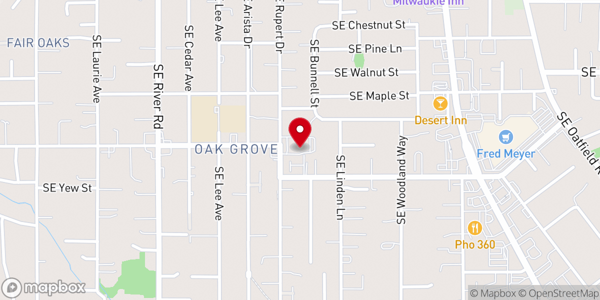 Map showing location of Oak Grove United Methodist Church, Oak Grove, Oregon