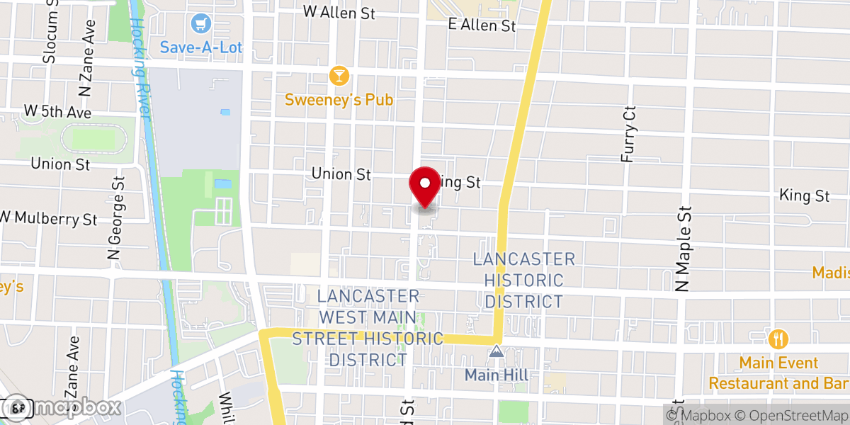 Map showing location of St. Peter's Lutheran Church