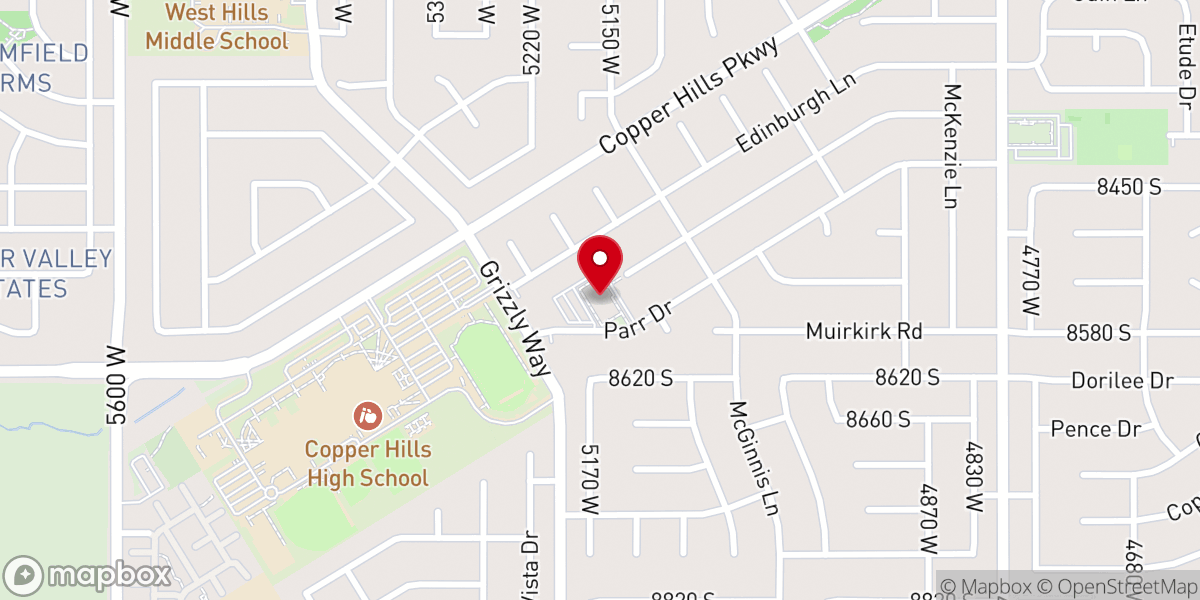 Map showing location of Copper Hills Stake Center