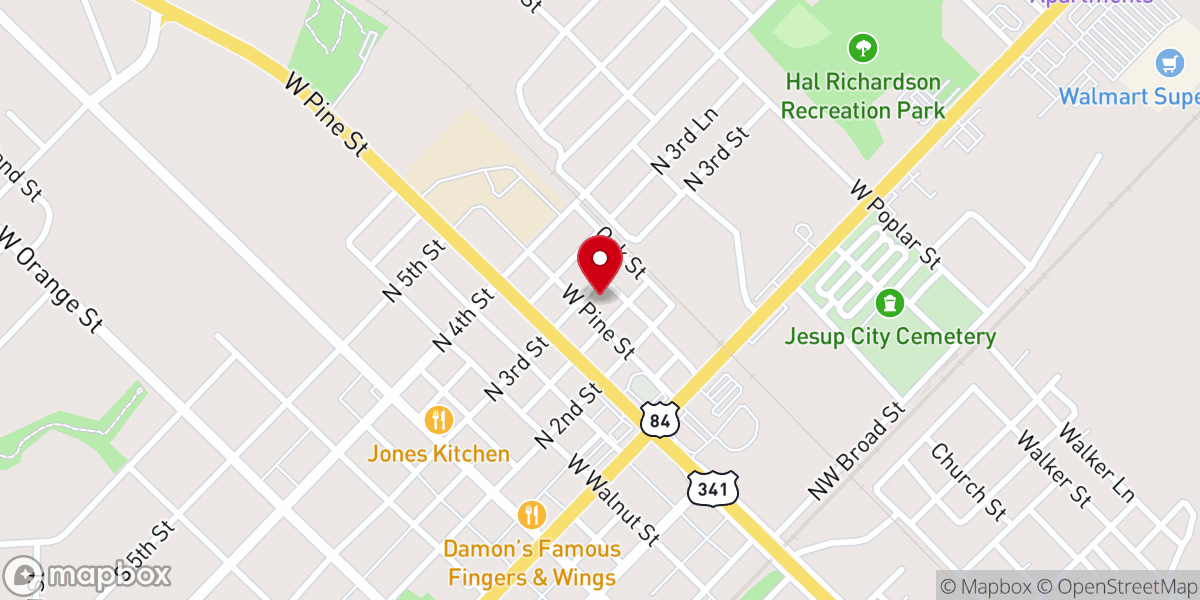 Map showing location of Morris Chapel Baptist Church