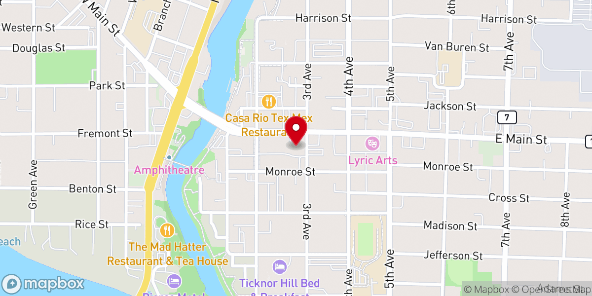 Map showing location of First Congregational Church