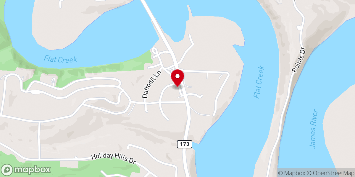 Map showing location of Flat Creek Baptist Church