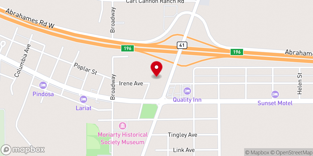 Map showing location of First Baptist Church-Moriarty