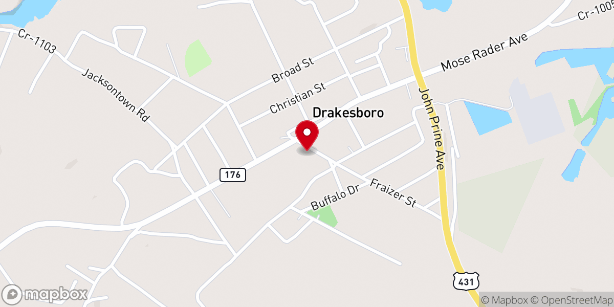Map showing location of Drakesboro Church of Christ