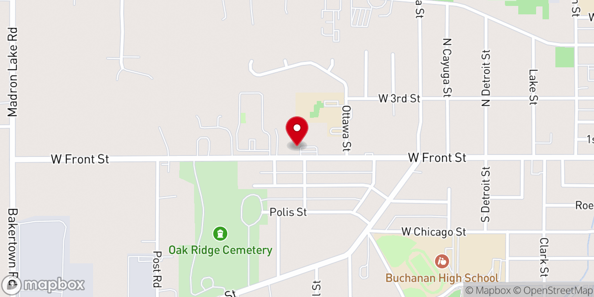 Map showing location of Buchanan Church of the Nazarene
