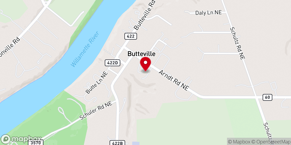 Map showing location of Butteville Community Church